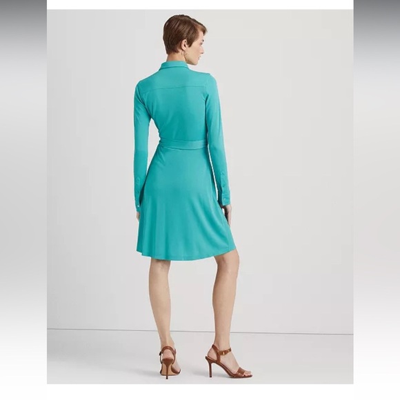 Ralph Lauren Turquoise Long Sleeve Plus sizeShirt Wrap Dress- NWT- size 22 - Picture 3 of 13